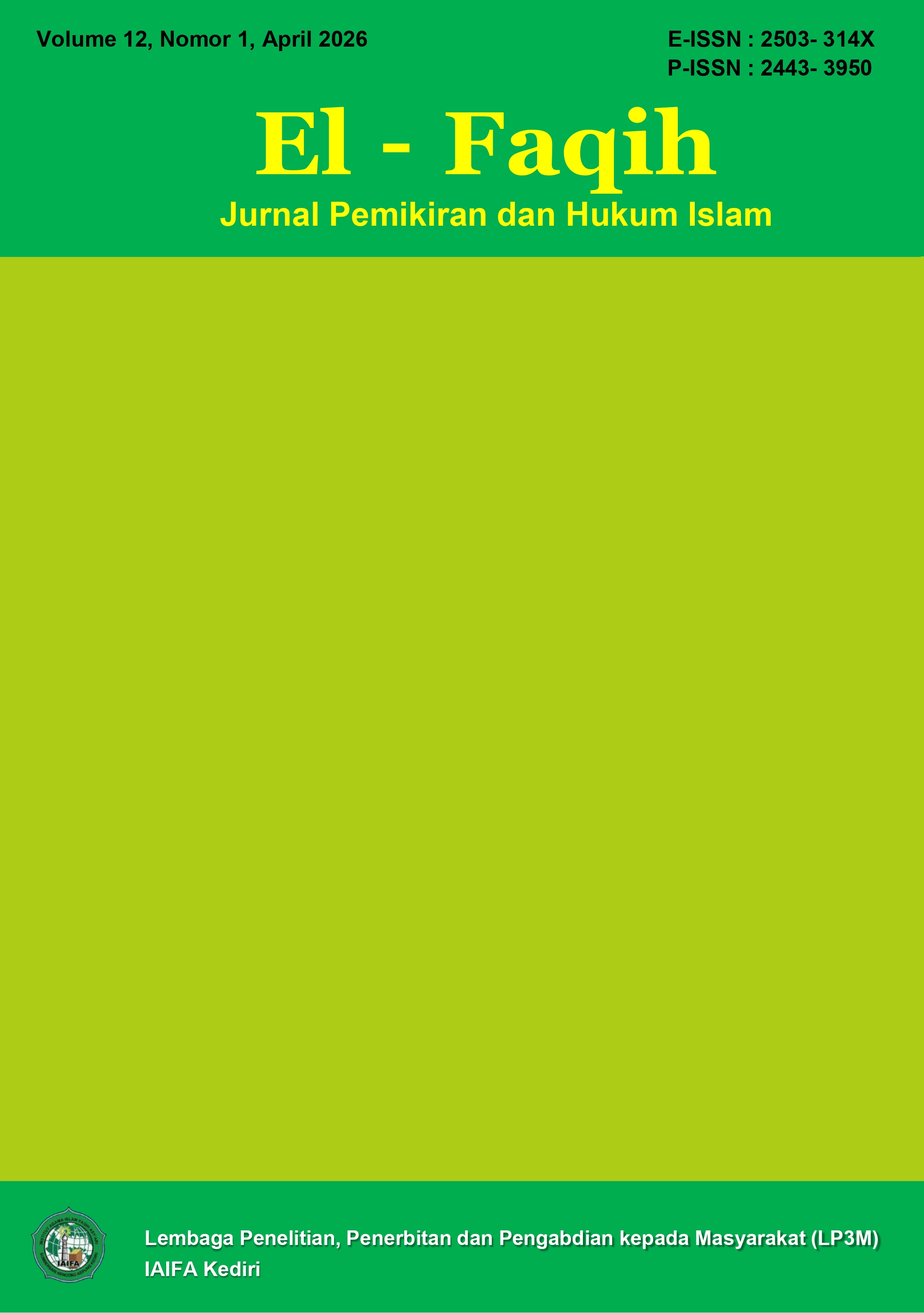 					View Vol. 12 No. 1 (2026): EL FAQIH
				
